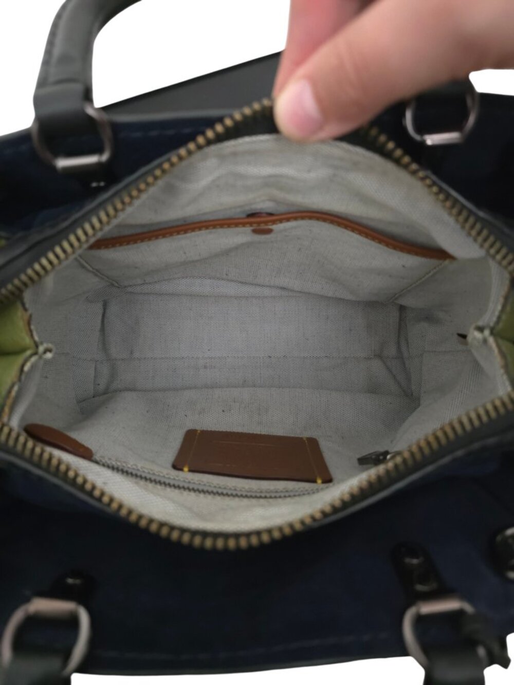Coach Rogue 25 Bag 1941 Olive Green Pebbled Leather Satchel 54536 - Picture 7 of 11